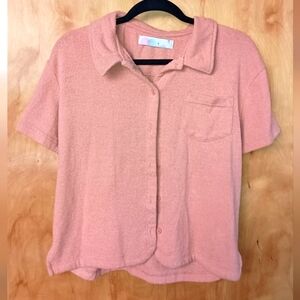 Free people beach terry short sleeve buttonup